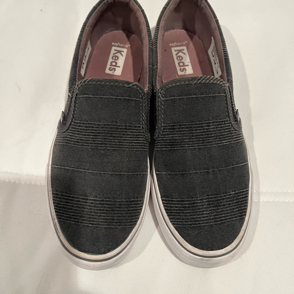 Keds Double Decker Canvas Slip On, grey, size 6, EUC